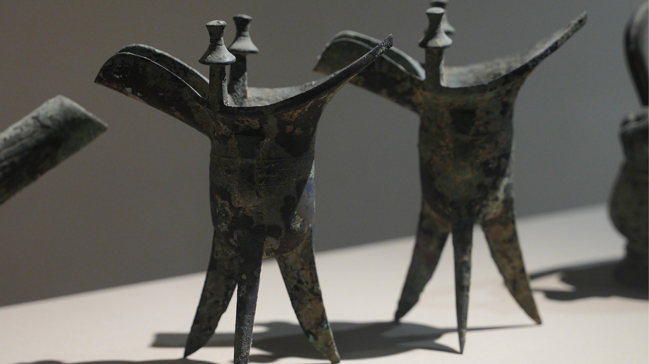 Ancient bronze vessels viewed during a cultural learning experience in Xi’an.